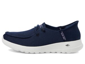 skechers women's hands free slip-ins go walk joy moc toe casual shoe sneaker, navy/lavender, 7