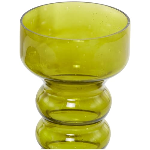 The Novogratz Glass Bubble Pillar Candle Holder, Set of 3 13", 11", 11" H, Green