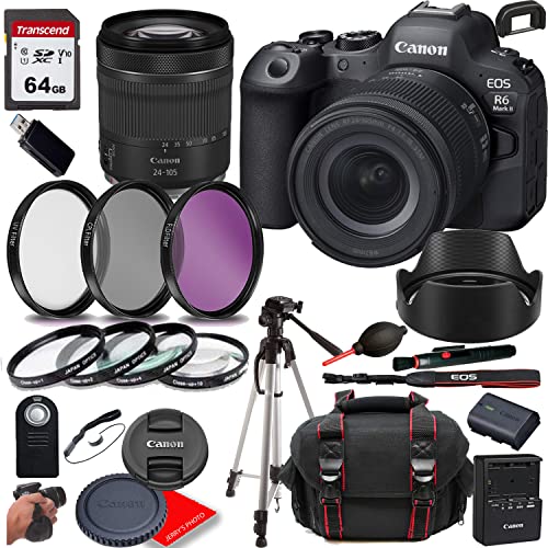 Canon EOS R6 Mark II Mirrorless Camera with 24-105mm f/4-7.1 Lens.(STM) + Case + 64GB Memory(26pc Bundle)