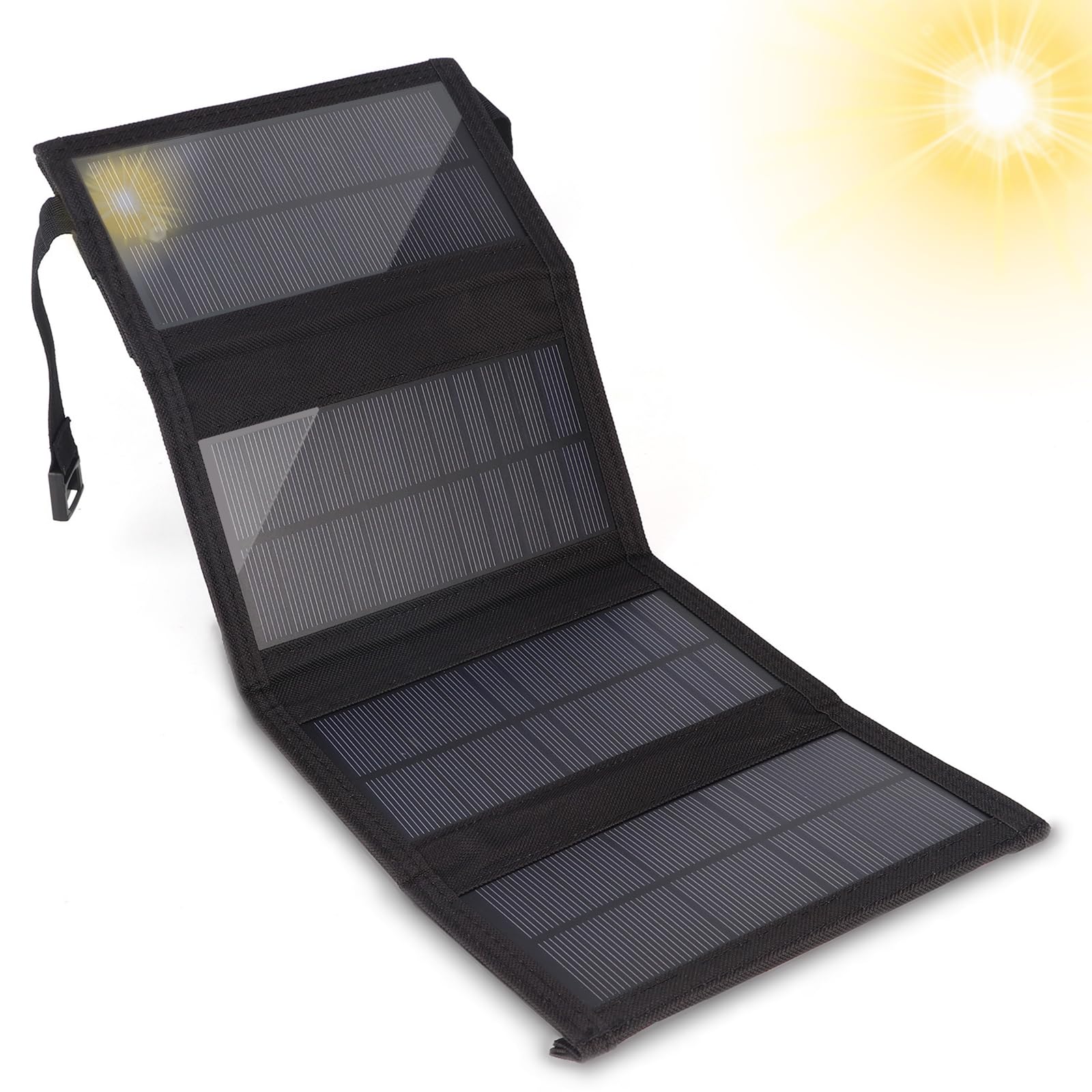 20W USB Solar Panel Foldable Portable Polycrystalline Silicon Solar Cell, Outdoor Charger, Suitable for Outdoor Camping and Travel (Black)