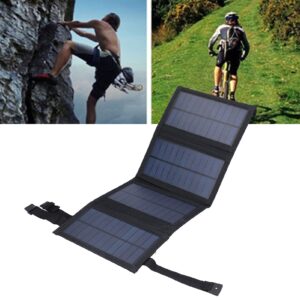 20W USB Solar Panel Foldable Portable Polycrystalline Silicon Solar Cell, Outdoor Charger, Suitable for Outdoor Camping and Travel (Black)