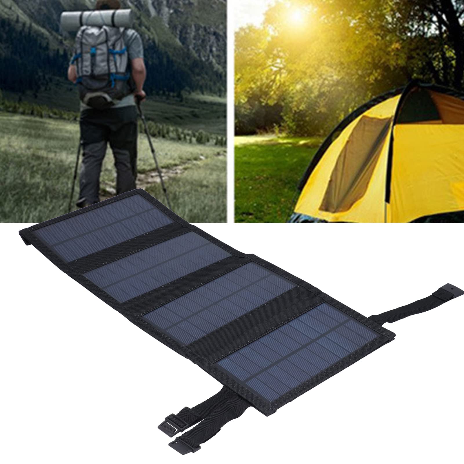 20W USB Solar Panel Foldable Portable Polycrystalline Silicon Solar Cell, Outdoor Charger, Suitable for Outdoor Camping and Travel (Black)