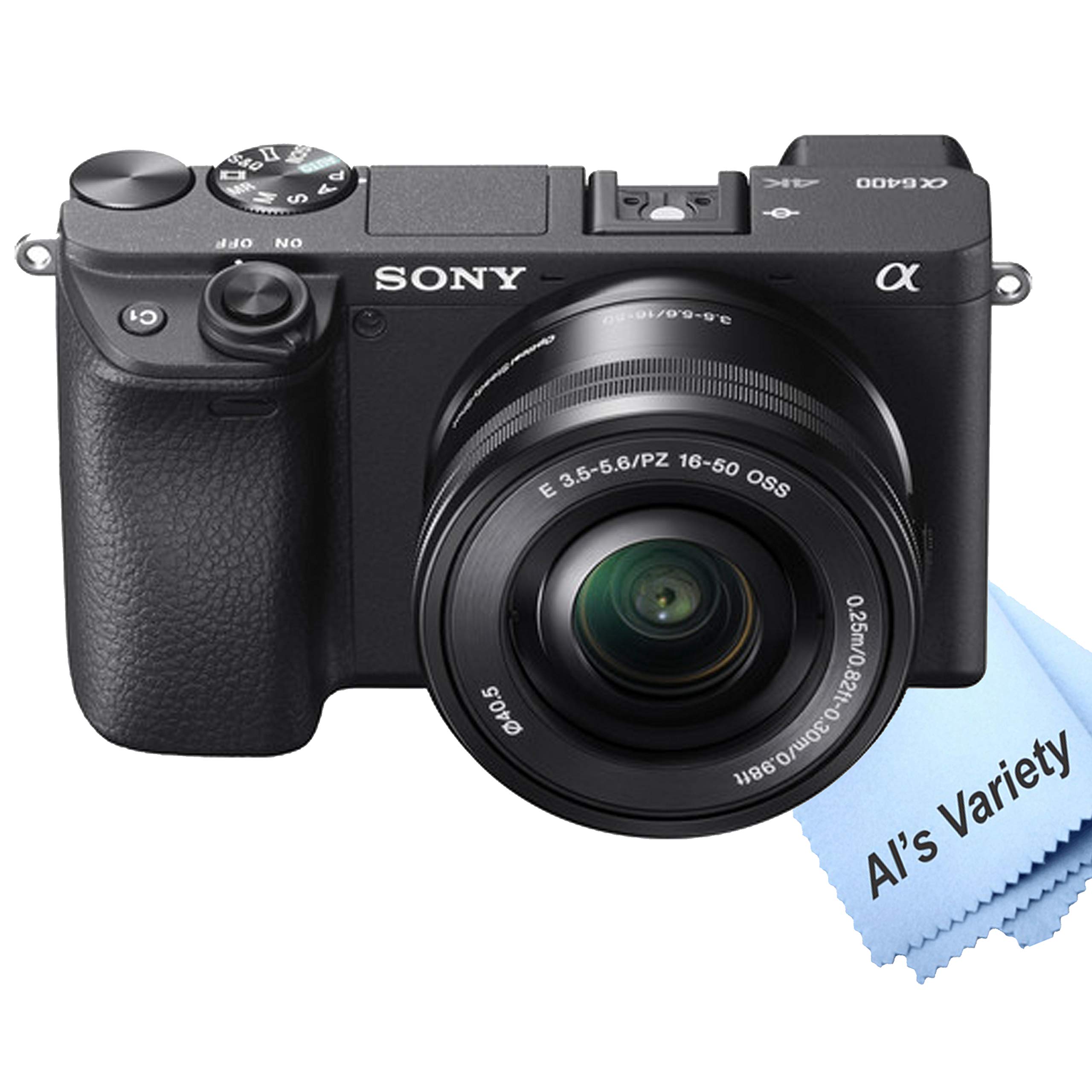 Sony a6400 Mirrorless Camera with 16-50mm Lens + 64GB Memory + Case+ Steady Grip Pod + Tripod+ Macro + 2X Lens + Software Pack + More (34pc Bundle)