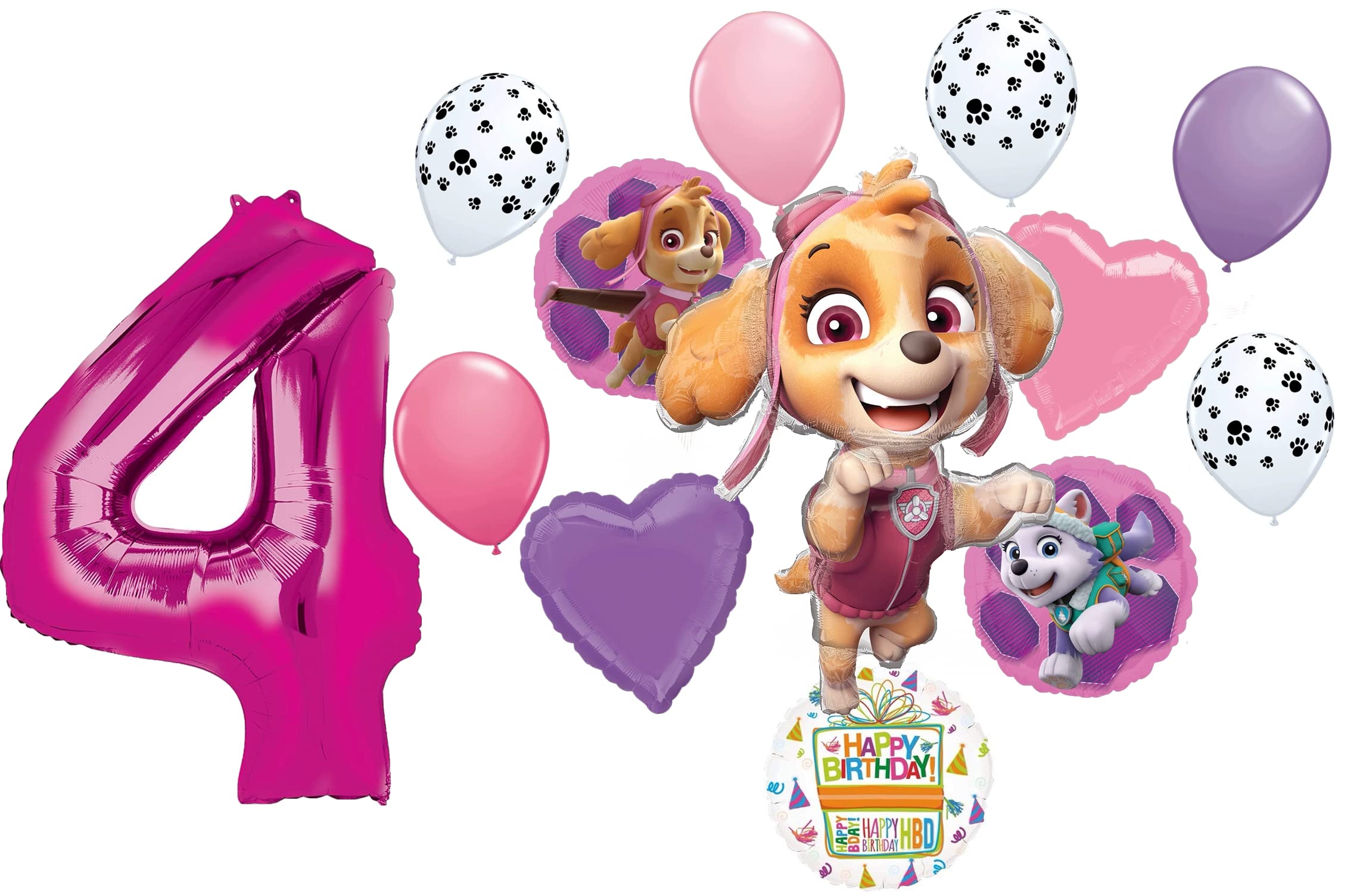 Paw Girl Pups on Patrol Skye 4th Birthday Party Supplies Balloon Bouquet Decorations