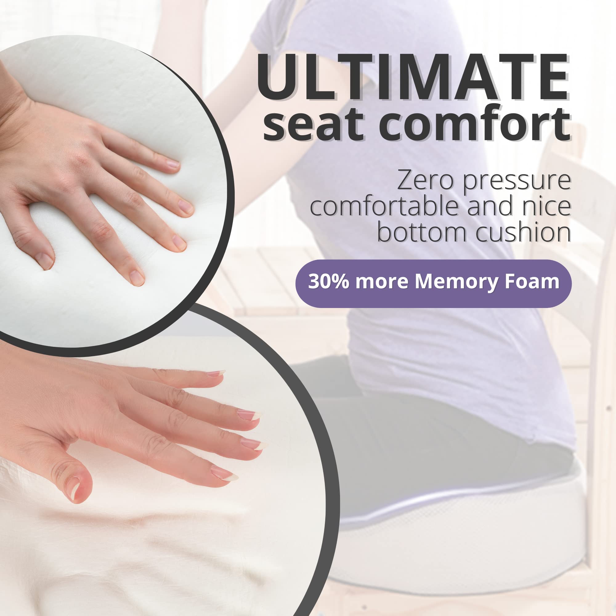 Seat Cushions for Office Chairs - car seat Cushion - Tailbone Pain Relief- Memory Foam Orthopedic Seat Cushion- Chair Driver seat Cushion- Coccyx Cushion - Back Pain Relief Chair