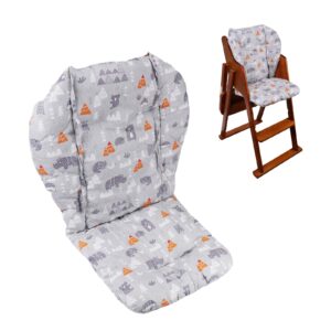 lomgwumy high chair cushion, high chair cover pad, high chair pad cover, light and breathable, soft and comfortable, make the baby sit more comfortable (grey animal print)