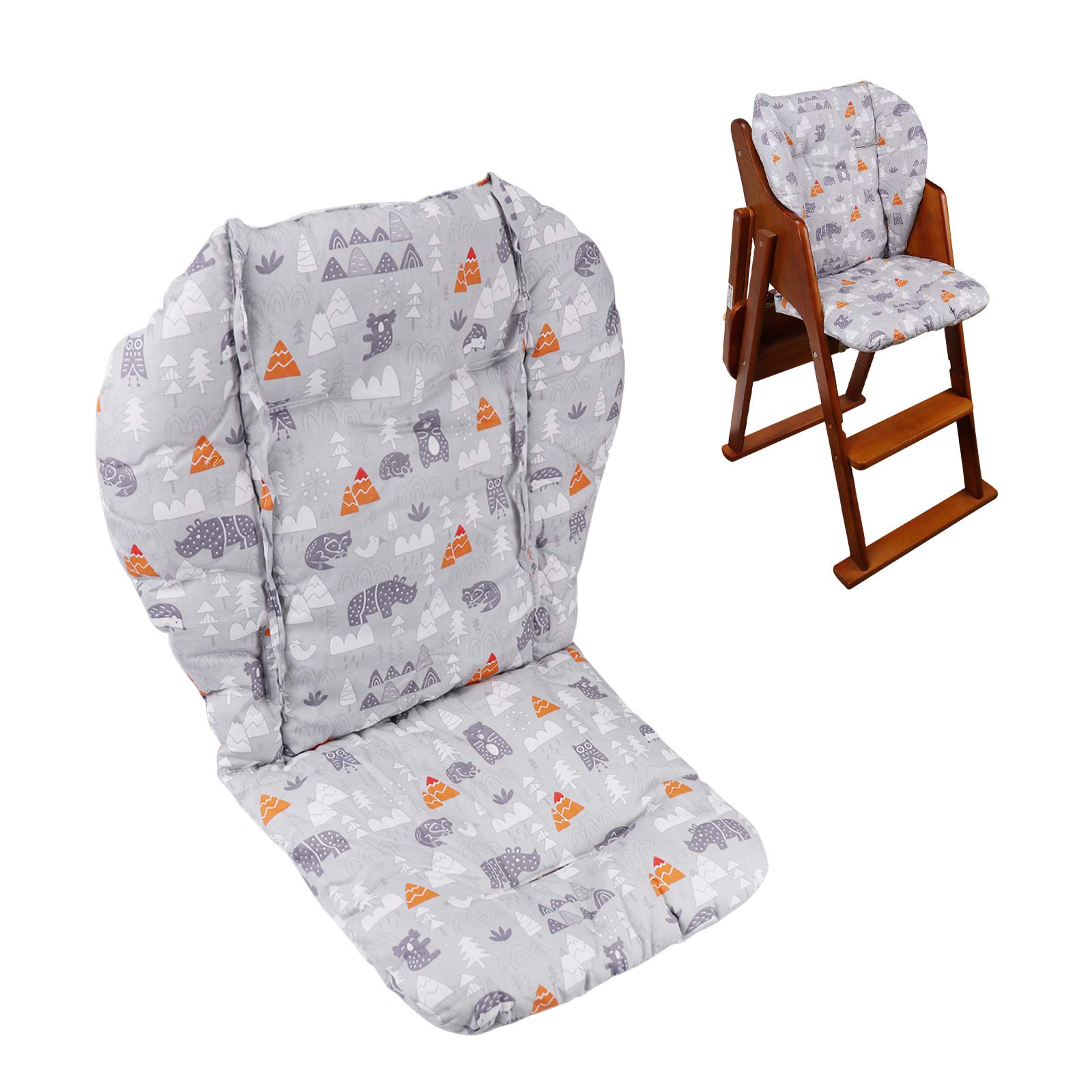 Lomgwumy High Chair Cushion, High Chair Cover Pad, High Chair Pad Cover, Light and Breathable, Soft and Comfortable, Make The Baby Sit More Comfortable (Grey Animal Print)