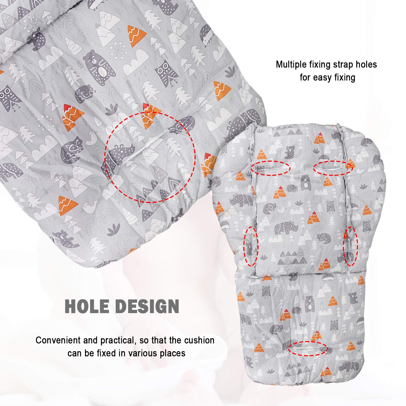 Lomgwumy High Chair Cushion, High Chair Cover Pad, High Chair Pad Cover, Light and Breathable, Soft and Comfortable, Make The Baby Sit More Comfortable (Grey Animal Print)