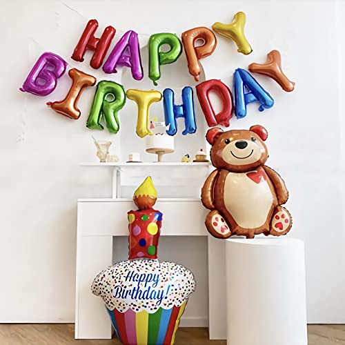 Happy Birthday Balloons Banner Letter Party Decorations ，16 inch 3d Party supplies，Inflatable Party Decor and Event for Kids and Adults (Rainbow colors)