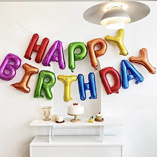 Happy Birthday Balloons Banner Letter Party Decorations ，16 inch 3d Party supplies，Inflatable Party Decor and Event for Kids and Adults (Rainbow colors)