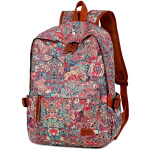 pretty flower pattern 15.6 inch laptop backpack small travel backpack hiking camping backpack for women bp-08 (hs)