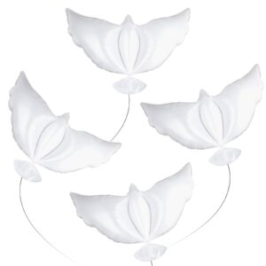 prasacco 4-piece white dove balloons, biodegradable funeral decorations, party supplies for memorial, wedding, engagement, birthday, anniversary
