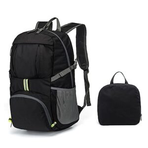 yotom travel hiking backpack, 35l ultralight packable travel camping hiking backpack daypack (black)