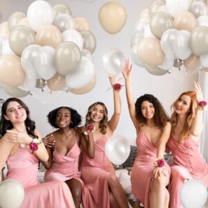 Beige Balloons, 60 PCS 12 Inch Cream Balloons Nude Balloons with Beige Sand White Balloons Clear Balloons, Latex Birthday Balloons Decoration For Birthday Baby Shower Wedding Party Decorations