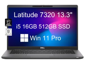 dell latitude 7320 7000 (2023) 13.3" fhd (intel core i5-1145g7 vpro, 16gb ram, 512gb ssd) business laptop, 13-hr battery life, backlit, thunderbolt 4, 1080p ir webcam, carbon fiber, win 11 pro