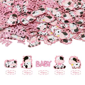 Cheereveal 200pcs Cow Confetti for Baby Shower, Cow Baby Shower Decorations Girl Pink, Cow Print Confetti for Tables Farm Animal Party Supplies