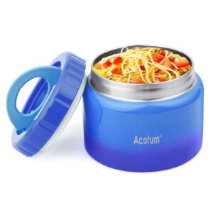 acotum insulated thermo food jar for kids - 12 oz capacity, suitable for hot & cold foods, leak-proof vacuum stainless steel design with wide mouth for lunches, soups and travel(blue)