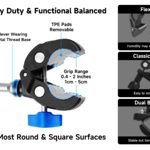 MARTVSEN Camera Mount for Gopro, Super Crab Claw Clamp Camera Mount, 360° Rotation Magic Arm Double Ball Head Adapter Compatible w GoPro Insta, for Motorcycle Bicycle to Record Video Vlog