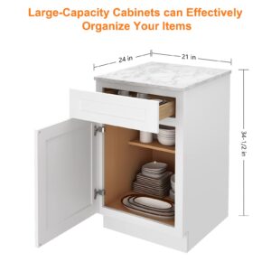 ROOMTEC Kitchen Base Cabinets, Sideboard Storage Cabinet, Entryway Cabinet with Soft Closing Doors 21" W X 24" D X 34-1/2"H