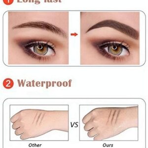 Waterproof Eyebrow Pen Microblading Eyebrow Pen Makeup with a Micro-Fork Tip Liquid Eyebrow Pencil (2#Brown)