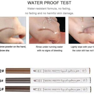 Waterproof Eyebrow Pen Microblading Eyebrow Pen Makeup with a Micro-Fork Tip Liquid Eyebrow Pencil (2#Brown)