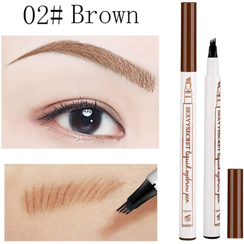 Waterproof Eyebrow Pen Microblading Eyebrow Pen Makeup with a Micro-Fork Tip Liquid Eyebrow Pencil (2#Brown)