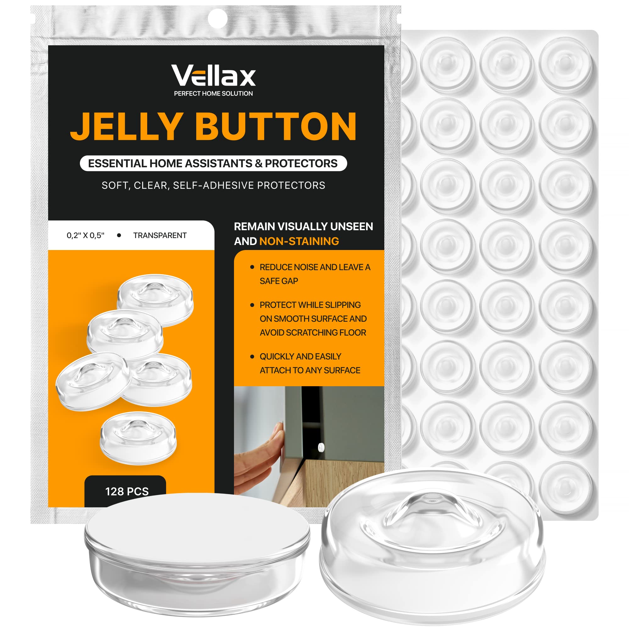 Vellax Wall Protectors 4 Pack White, Reusable Door Bumper with Self Strong Adhesive for Stopping Wall Damage & Noise from Doors, Refrigerators & More in Your Home - Durable, Shock Absorbent & Discreet