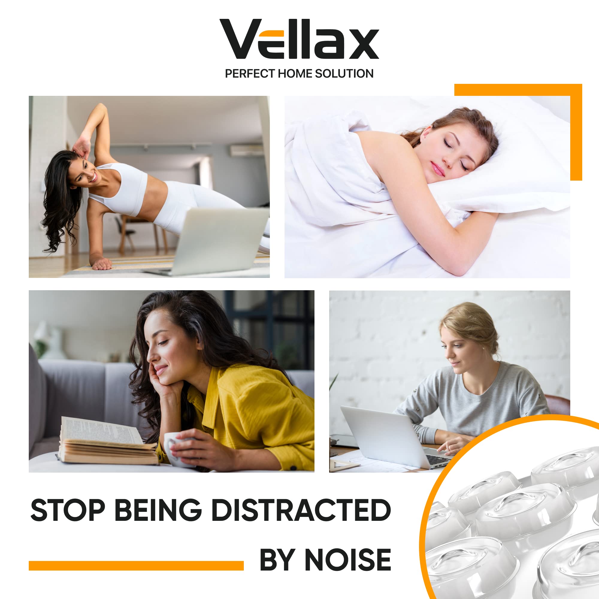 Vellax Wall Protectors 4 Pack White, Reusable Door Bumper with Self Strong Adhesive for Stopping Wall Damage & Noise from Doors, Refrigerators & More in Your Home - Durable, Shock Absorbent & Discreet