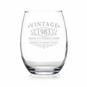 vintage 1983 wine glass - 41th birthday gift aged to perfection - 41th birthday gifts for men - cheers to 41 years old - wine glass him dad women anniversary retirement