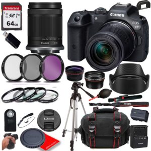 canon eos r7 mirrorless camera with 18-150mm lens + case + 64gb memory(28pc)