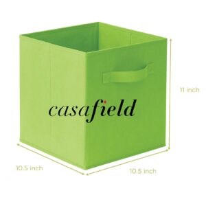 Casafield Set of 12 Collapsible Fabric Cube Storage Bins, Lime Green - 11" Foldable Cloth Baskets for Shelves, Cubby Organizers & More