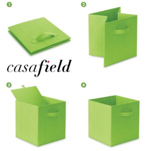 Casafield Set of 12 Collapsible Fabric Cube Storage Bins, Lime Green - 11" Foldable Cloth Baskets for Shelves, Cubby Organizers & More