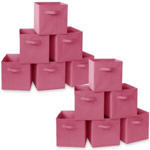 casafield set of 12 collapsible fabric cube storage bins, hot pink - 11" foldable cloth baskets for shelves, cubby organizers & more