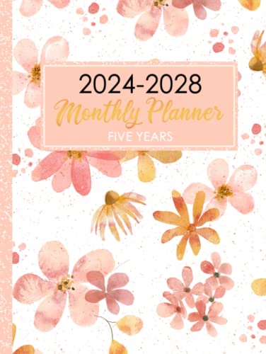 2024-2028 Monthly Planner: Five Years from January 2024 to December 2028 Organizer Schedule and Appointment Notebook - Floral HardCover