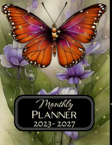 2023-2027 monthly planner 5 years: large 5 year monthly organizer january 2023 to december 2027 with holidays | beautiful butterlfy cover