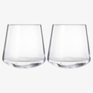 Rotating Rolling Un-Spillable Stemless Spinning Aerating Wine Glasses | Set of 2 | Spill-Proof Wine Glass, No Stem Tilted Glassware for Whiskey, Champagne, Cocktail, Water, Gift For Her, Him 13.5OZ