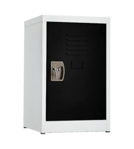 adiroffice kids steel metal storage locker - heavy duty storage organizer with key and hanging rods - ideal for home, gym & school - (24 in 1 door, black)