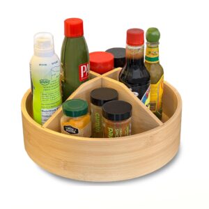 hinterhill 3-in-1 adjustable lazy susan pantry organizer, 12" bamboo kitchen cabinet organizer for pantry organization and storage, lazy susan for cabinet, countertop, bathroom, spices, snacks