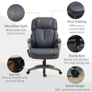 Vinsetto Big and Tall Strong Vibration Massage Office Chair, Swivel Microfiber High Back Chair, Computer Chair with Adjustable Height, 400 lbs, Black