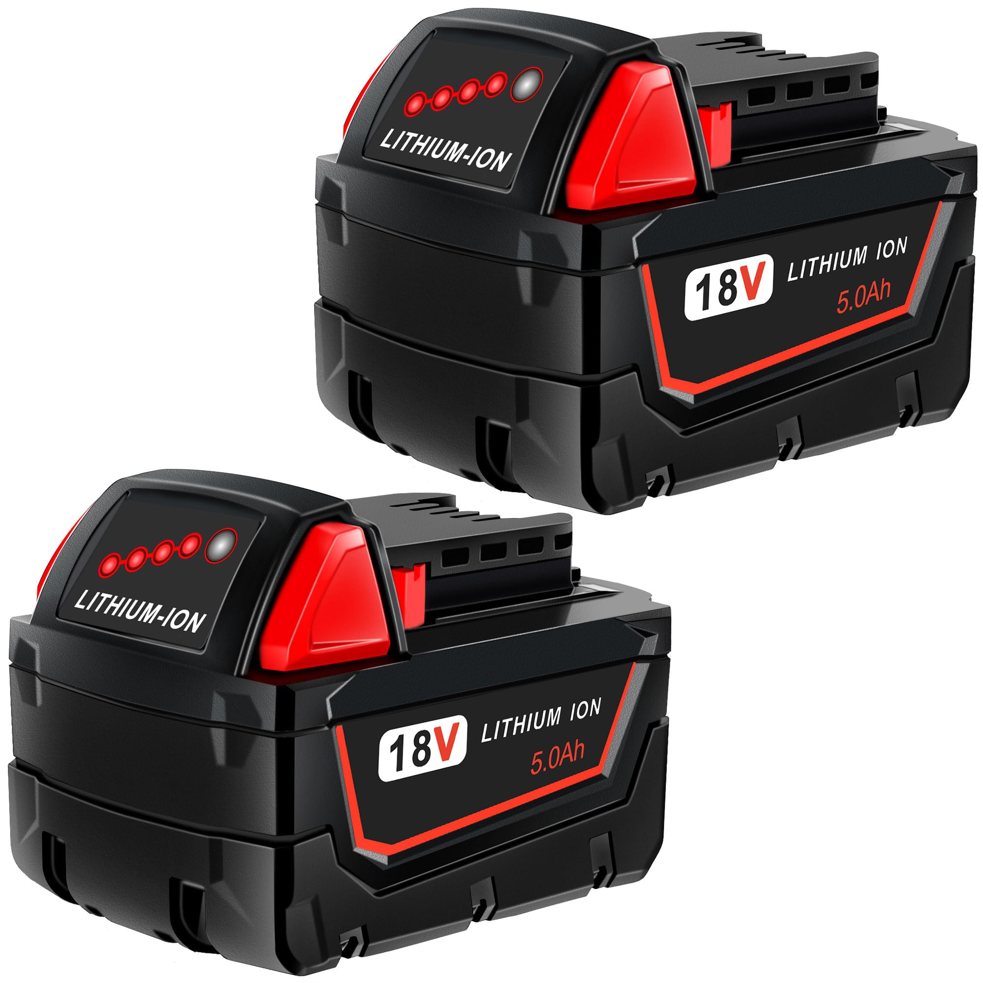 rebicacate Replace Battery 18V for All Milwaukee M18 Battery 48-11-1850 48-11-1840 M18 M18B Cordless Power Tools Milwaukee 18V Battery Lithium-Ion 2 Packs