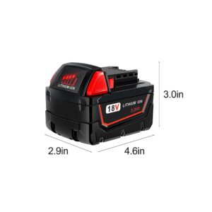 rebicacate Replace Battery 18V for All Milwaukee M18 Battery 48-11-1850 48-11-1840 M18 M18B Cordless Power Tools Milwaukee 18V Battery Lithium-Ion 2 Packs