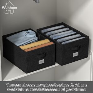 FAikhom Clothes Organizer for Closet-Multifunctional Clothes Storage Bins with Removable Had Dividers Foldable Closet Jeans Organizer Box with Label Windows Carrying Handles