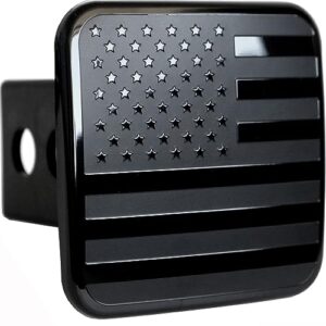 everhitch 2 inch trailer hitch cover plug with metal american black flag fit for any 2" hitch receivers