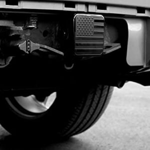 eVerHitch 2 Inch Trailer Hitch Cover Plug with Metal American Black Flag Fit for Any 2" Hitch Receivers