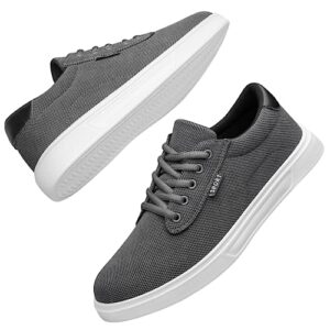 adq mens shoes sneakers casual walking shoes lightweight comfortable breathable versatile skate shoes, gray white 10.5