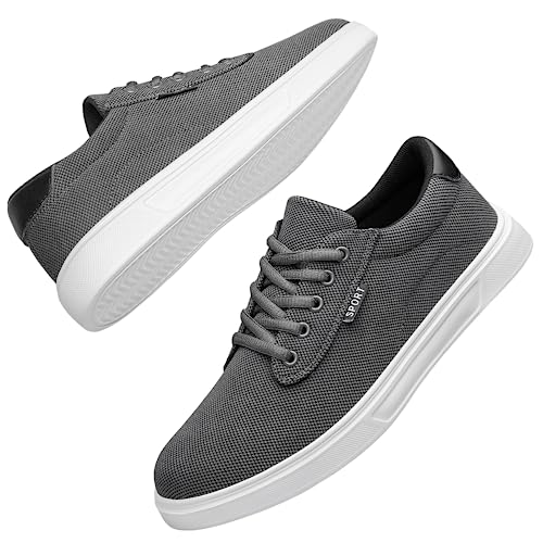 ADQ Mens Shoes Sneakers Casual Walking Shoes Lightweight Comfortable Breathable Versatile Skate Shoes, Gray White 10.5