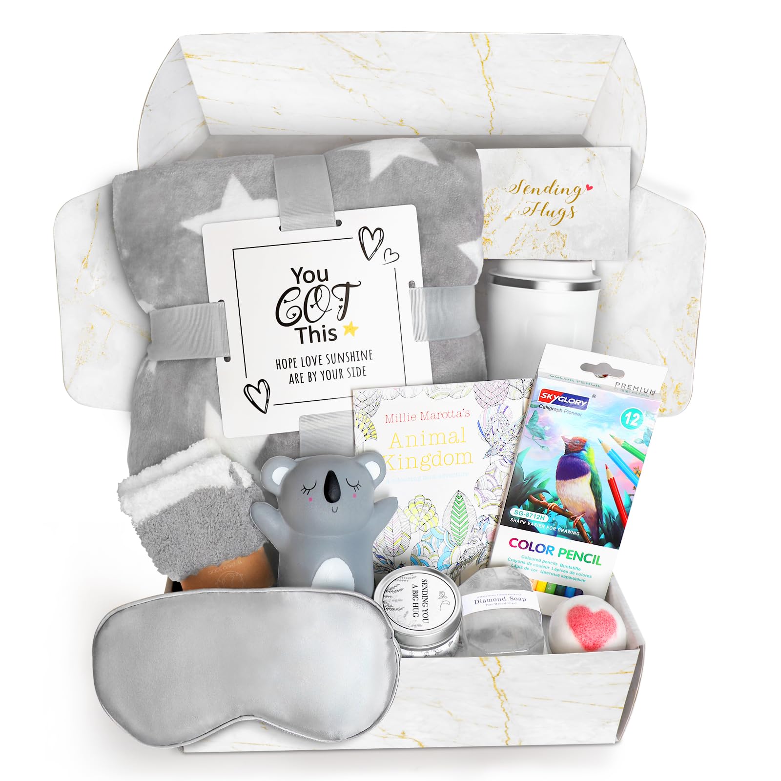 Get Well Soon Gifts for Women, Care Package Get Well Gift Basket Relaxing Spa Self Care Gifts, After Surgery Sympathy Blanket Tumbler 11-Piece Feel Better Gift for Best Friend BFF Mom Sister