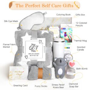 Get Well Soon Gifts for Women, Care Package Get Well Gift Basket Relaxing Spa Self Care Gifts, After Surgery Sympathy Blanket Tumbler 11-Piece Feel Better Gift for Best Friend BFF Mom Sister