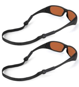 shinkoda sport glasses strap no tail sunglasses retainer eye glass elastic band black safety eyeglasses head strap 2 pack adjustable straps for glasses