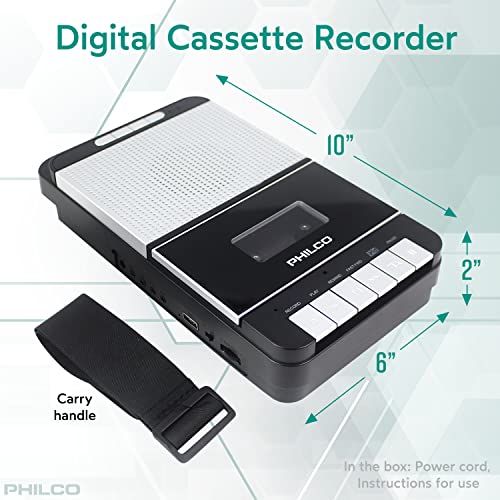 PHILCO Digital Cassette Recorder – Portable Tape Player, Recorder & Cassette to MP3 Converter